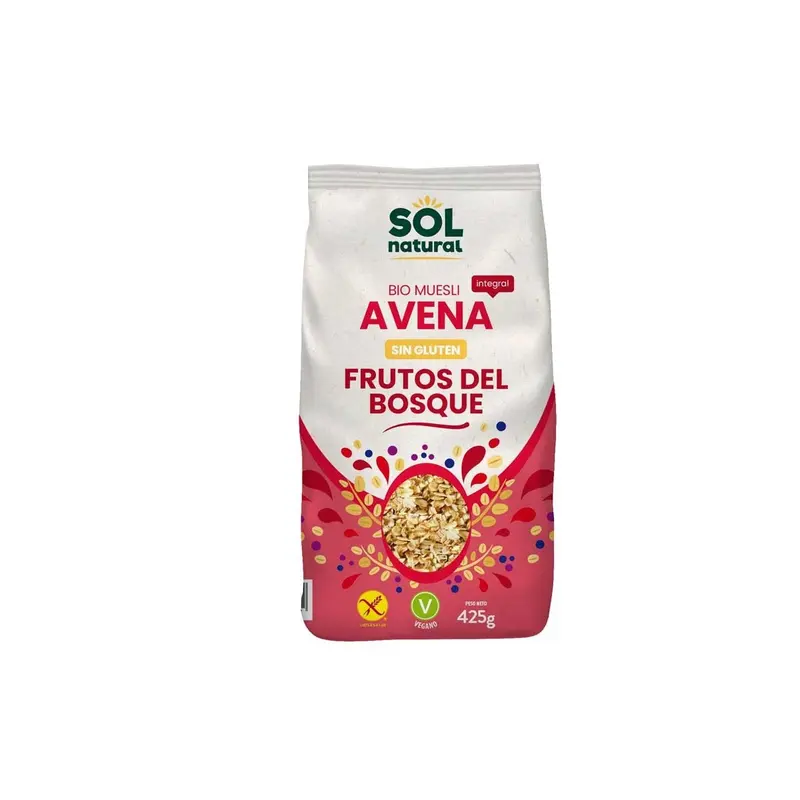 Krunchy avena sin gluten frutos del bosque bio 350g Sol Natural