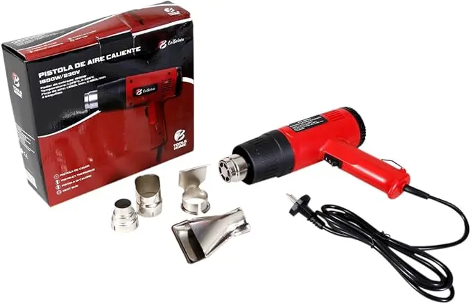 La Bolata Pistola de Aire Caliente 1500W Profesional. Decapador Térmico con 2 Niveles de Temperatura (375°C / 495°C) y Flujo de Aire, Incluye 4 Boquillas para Bricolaje.