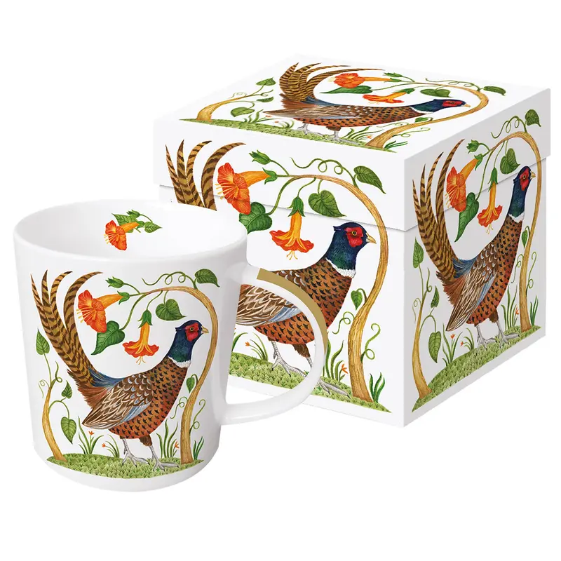La taza diseño de faisán principesco