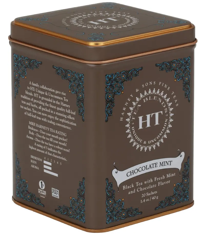 Lata 20 bolsitas de seda Té Chocolate y Menta