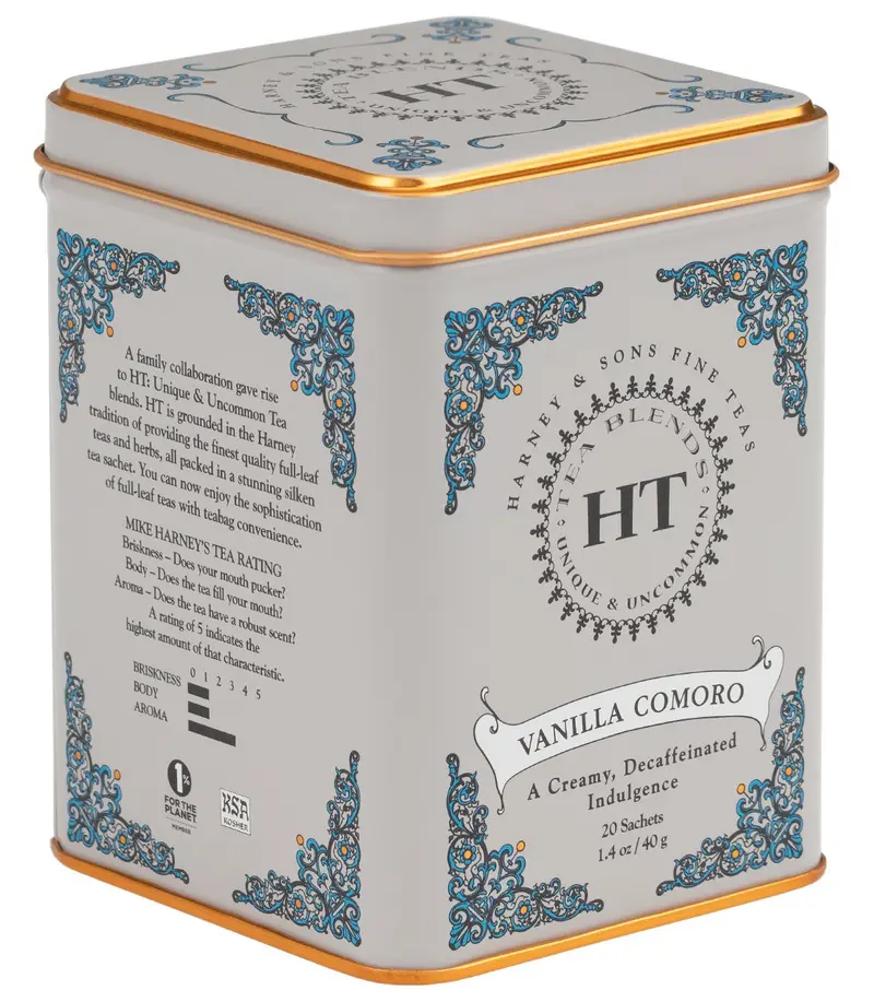 Lata 20 bolsitas de seda Té Desteinado Vainilla Comoro
