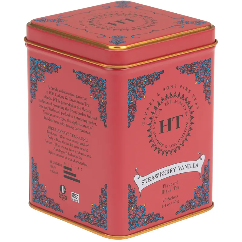 Lata 20 pirámides Té negro Fresa y Vanilla