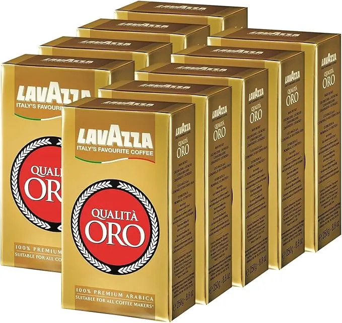 Lavazza Qualità Oro Café Molido 100% Arábica, pack ahorro de 9x250g (2.25Kg). El blend premium de Italia, suave y aromático, para tu cafetera italiana o Chemex.