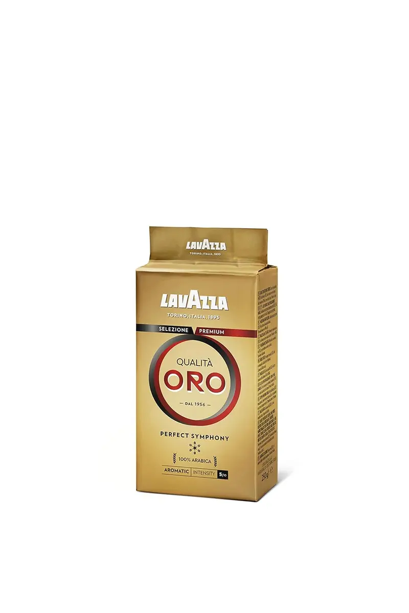 Lavazza Qualità Oro Café Molido 100% Arábica, pack de 2x250g. El blend premium e icónico de Italia con sabor suave y aromático, ideal para cafetera italiana y de filtro.
