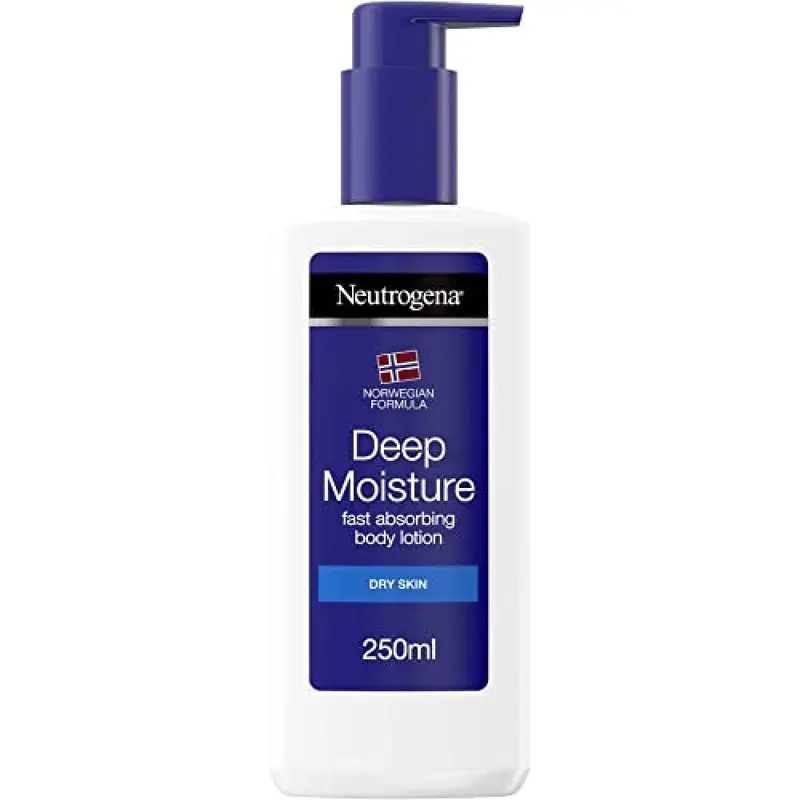Leche Corporal Hidratación Profunda Neutrogena para Piel Seca (250 ml). Una loción de absorción rápida que hidrata la piel hasta 10 capas de profundidad durante 24 horas.