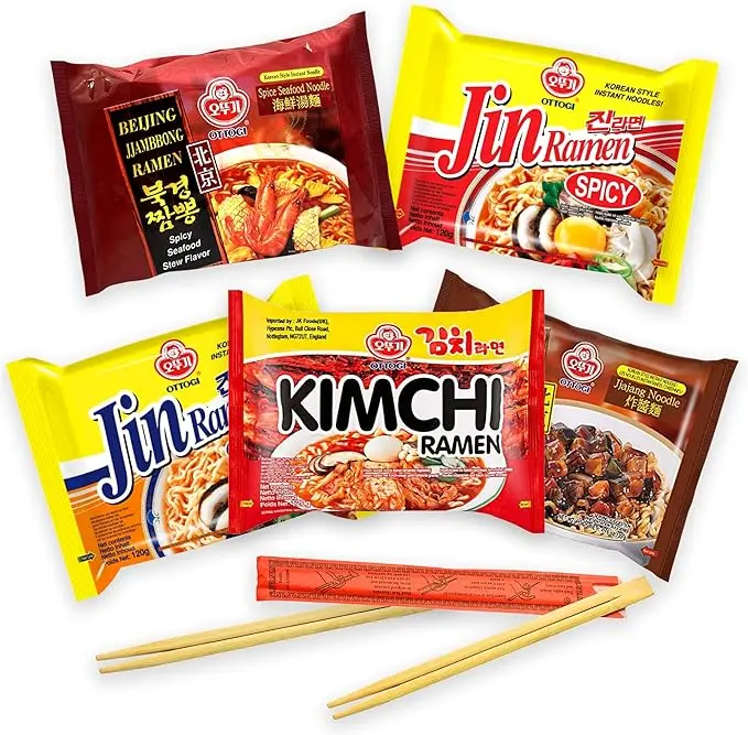 Lote de 5 Ramen Coreanos Ottogi con Palillos Cia&Co. Un pack de degustación con los sabores más populares