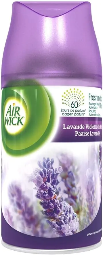 Lote de 5 Recambios de Ambientador Air Wick Freshmatic, Fragancia Lavanda (5 x 250 ml), para un Hogar Fresco y Acogedor de Forma Continua.