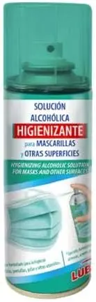 LUBREX Solución Higienizante para Mascarillas, Spray de 100ml. Mantén tus mascarillas frescas, limpias y seguras durante todo el día con este práctico spray hidroalcohólico de bolsillo.