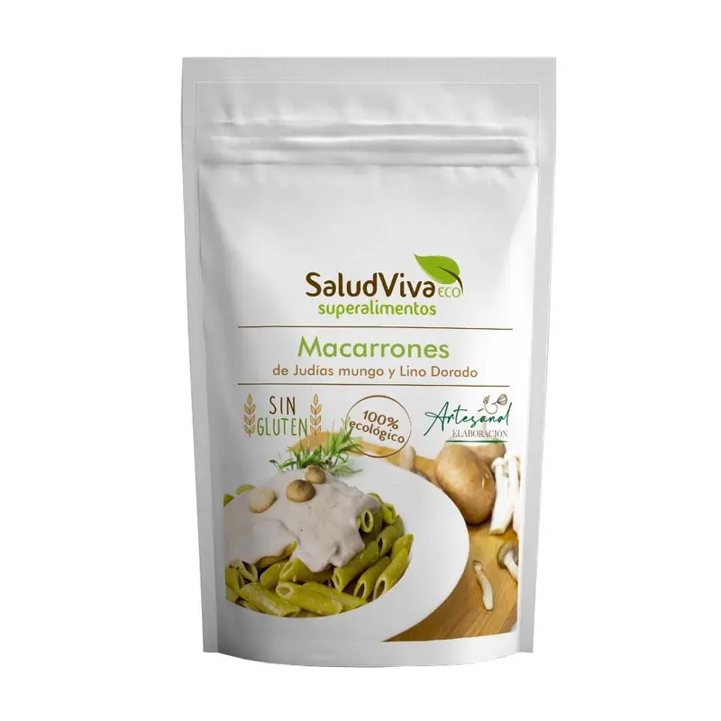 Macarrones de Judias Mungo y Lino Dorado 250g Eco - SALUD VIVA