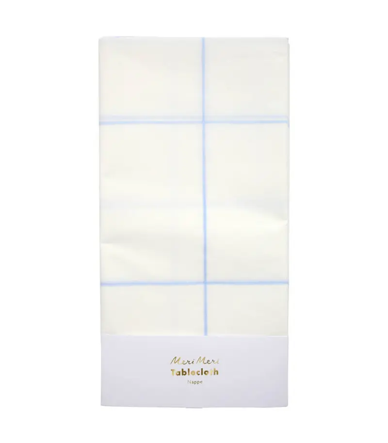 Mantel Blanco con Rayitas Azules
