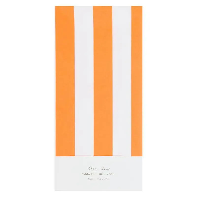 Mantel de Papel a Rayas Naranja y Blanco