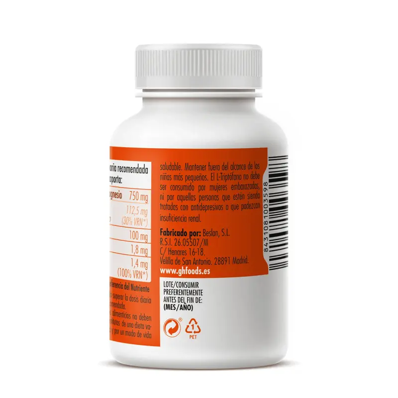 Melatonina Complex Magnesio+L-Triptofano+Vit. B6 550mg - 60 cápsulas - GHF