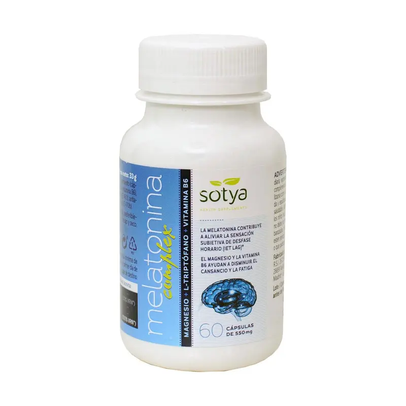 Melatonina Complex+Magnesio+L-Triptófano+Vitamina B6 550 mg 60 cápsulas Sotya