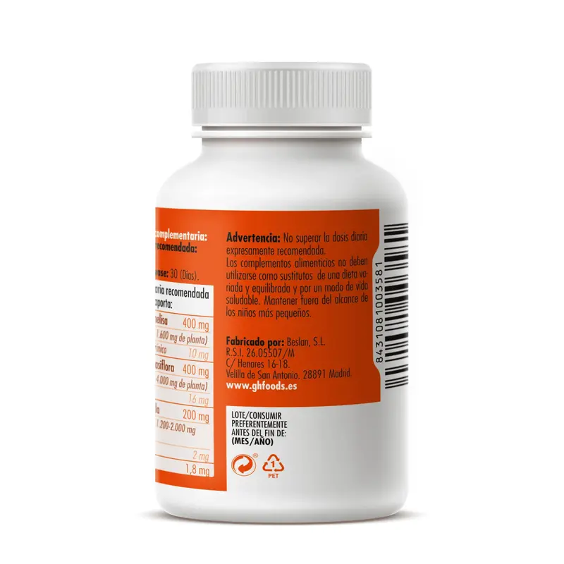 Melatonina Melisa+Pasiflora+Tila 650mg - 60 cápsulas - GHF