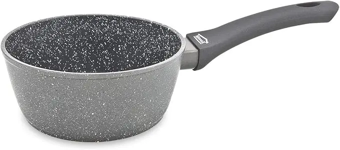 Menax Focus Cazo de Cocina de 18 cm, 1,5L de Aluminio Forjado. Con 5 capas de antiadherente efecto piedra, es apto para inducción y perfecto para cocciones diarias como arroz o sopas.
