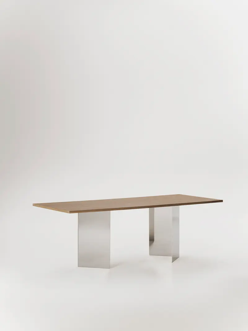 Mesa de comedor Ander de madera y acero inoxidable