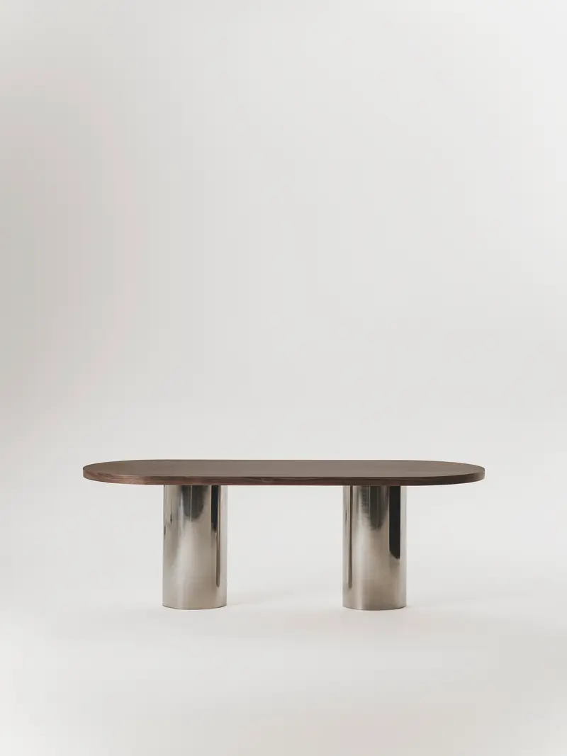 Mesa de comedor Arsen de madera y acero inoxidable