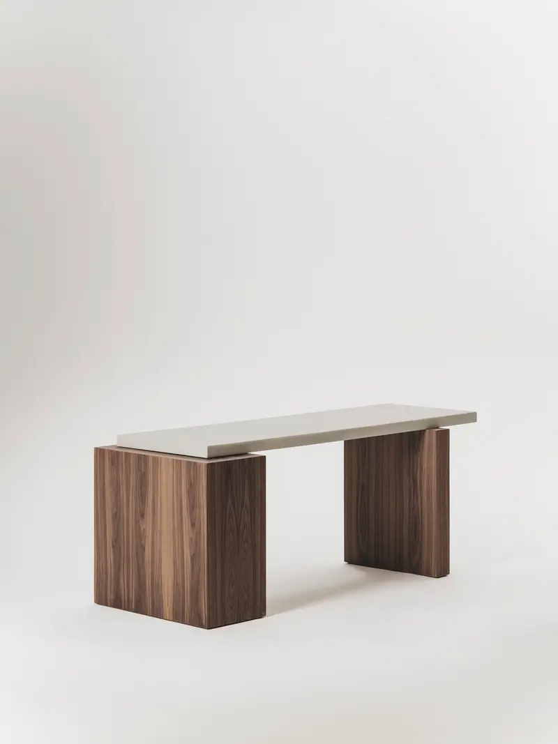 Mesa de estudio Canoa Madeira de microcemento y madera