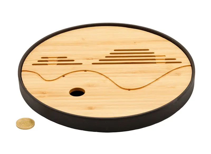Mesa de té redonda para la ceremonia del té Gongfu, bandeja de té, chaban - plástico / bambú # 93489
