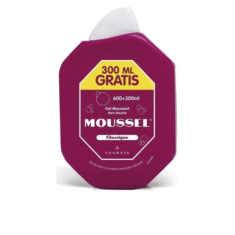 Moussel Gel de Ducha Clásico, Formato Ahorro 900ml (600ml + 300ml Gratis). El aroma inconfundible del gel de toda la vida, en un pack de gran capacidad para disfrutar de su espuma y fragancia.