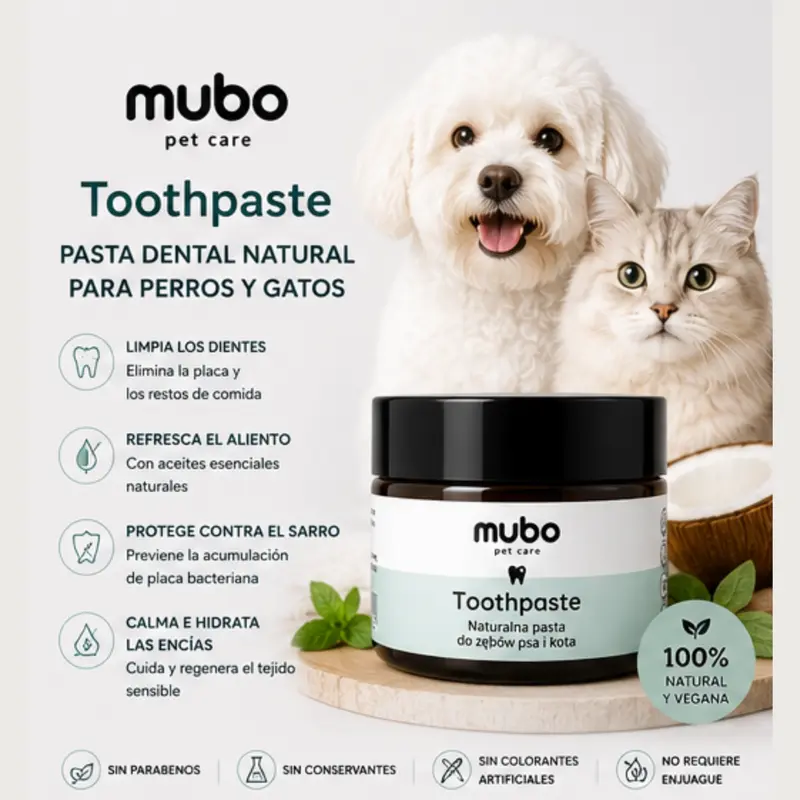 Mubo Pasta de Dientes Natural para Perros y Gatos – Limpieza Dental y Aliento Fresco