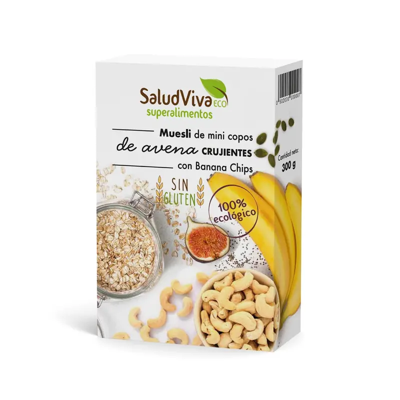Muesli Minicopos cruji Avena y Banana Eco 300g - SALUD VIVA