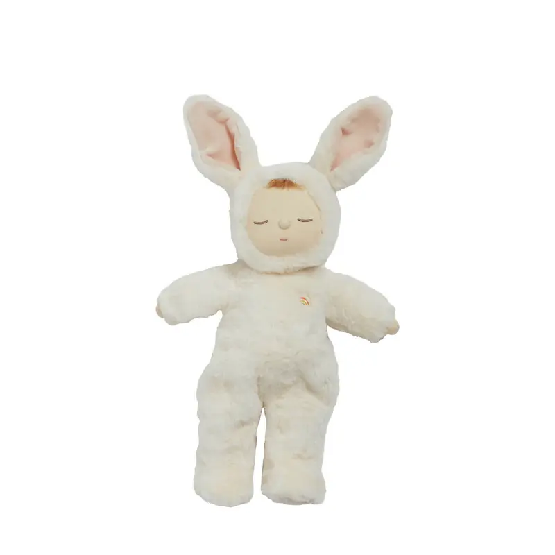 Muñeco Cozy con traje de conejito crema