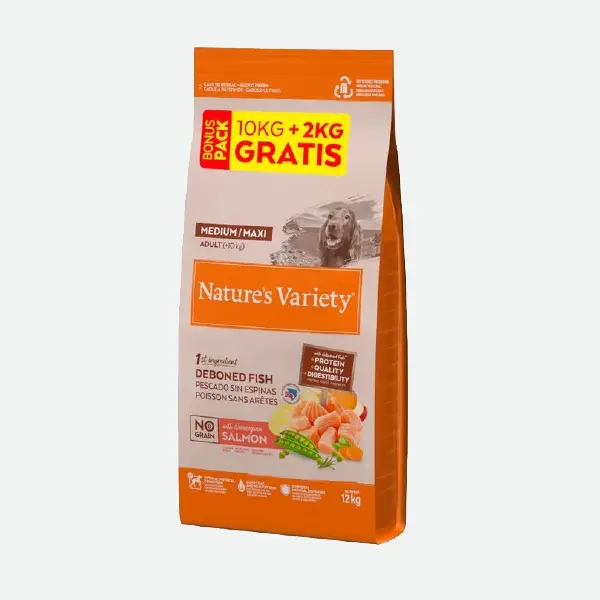 Nature's Variety No Grain Adult Medium/Maxi Norwegian Salmon - 10 +2 kg