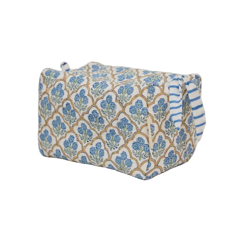 Neceser de Algodón Orgánico Trellis Indigo azul