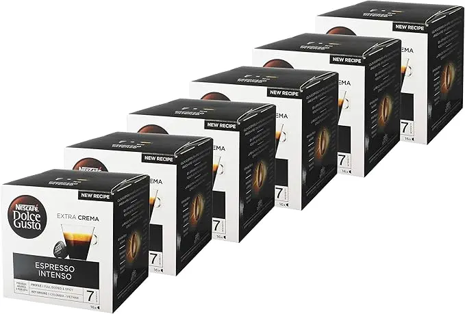 Nescafé Dolce Gusto Espresso Intenso, Pack Familiar de 96 Cápsulas (6x16). El máximo ahorro para un café potente y con cuerpo, ideal para los grandes amantes del espresso.