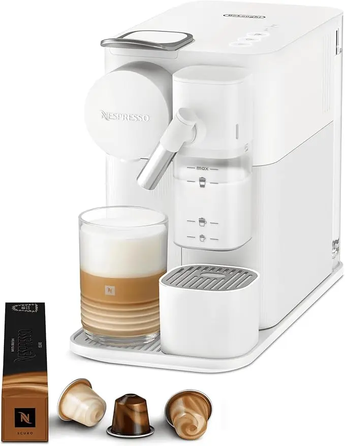 Nespresso Lattissima One Evo, Cafetera de Cápsulas Monodosis Blanca. Prepara cappuccinos y lattes con leche fresca y un solo toque. Tu barista personal en un diseño compacto y elegante.