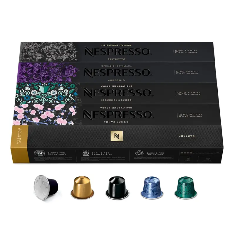 Nespresso Original Pack de 50 Cápsulas Surtidas, Selección de Cafés Espresso y Lungo con Tuestes Variados, Descubre tu Favorito, Compatible con Cafeteras Nespresso Original