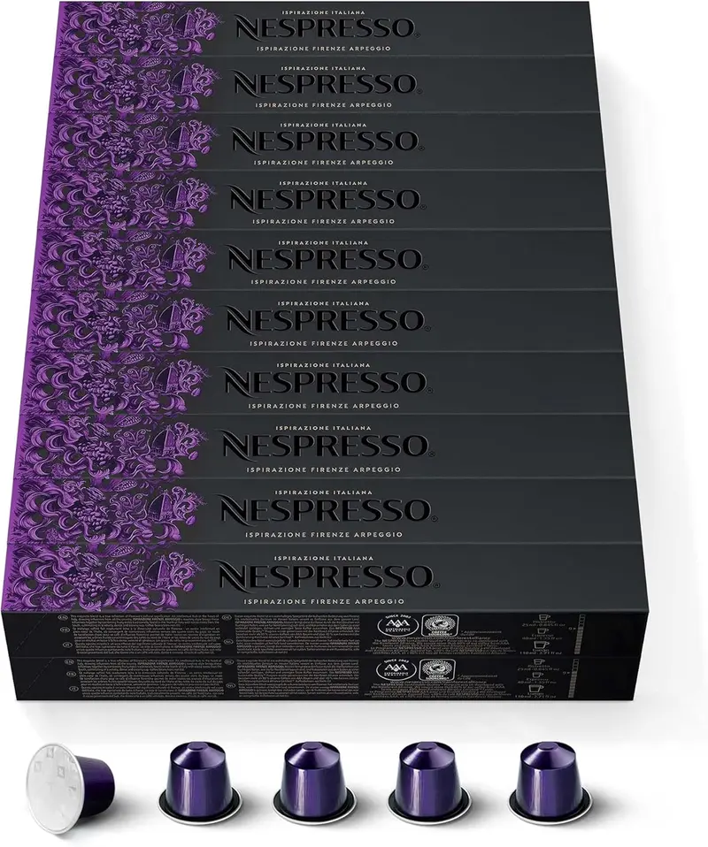 Nespresso Original Pack Gigante de 200 Cápsulas Arpeggio, un café espresso intenso (9/13), denso y cremoso con notas de cacao, para los verdaderos amantes del café.