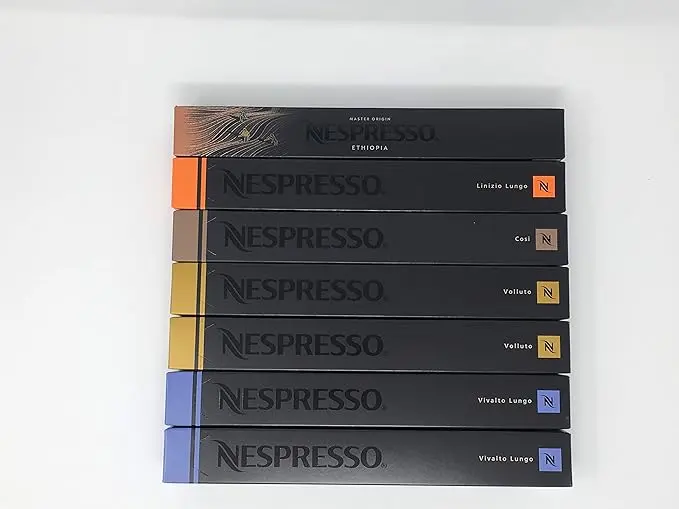 Nespresso Pack Variado de 70 Cápsulas OriginalLine - Selección Suave y Ligera. Surtido con 20 Volluto, 20 Vivalto Lungo, Cosi, Linizio Lungo y Etiopía.