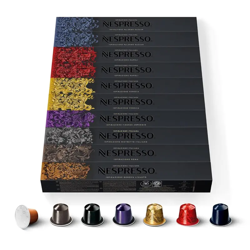 Nespresso Surtido Ispirazione Italiana, 100 Cápsulas OriginalLine. Un viaje por los cafés más intensos de Italia
