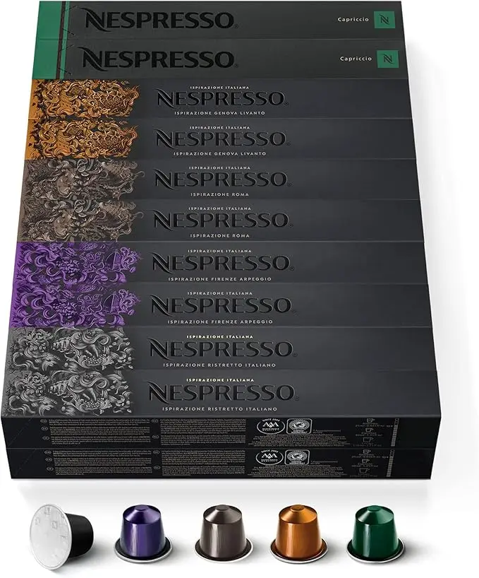 Nespresso Top Sélection - Mega Pack Surtido 200 Cápsulas OriginalLine (5x40). Abastécete con los 5 clásicos