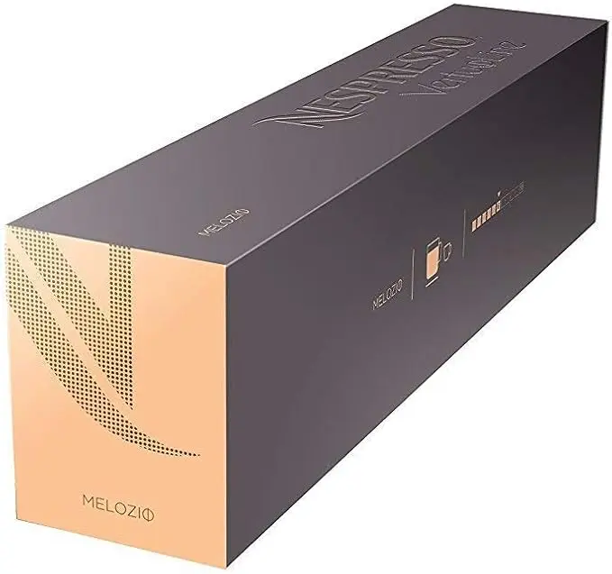 Nespresso Vertuo Melozio, pack de 10 cápsulas de café suave. Un café equilibrado con notas a cereal dulce para el sistema Vertuo, ideal para preparar una taza grande (Mug 230ml).