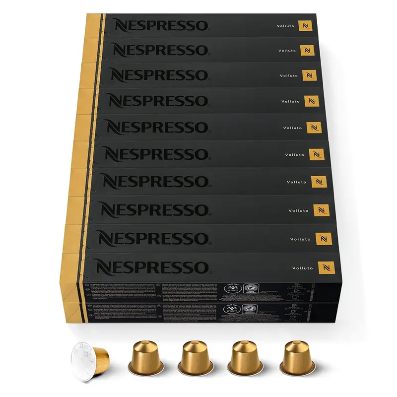 Nespresso Volluto Mega Pack de 200 Cápsulas de Café OriginalLine. Formato ahorro para disfrutar de tu espresso suave y dulce (Intensidad 4). 20 tubos de 10.