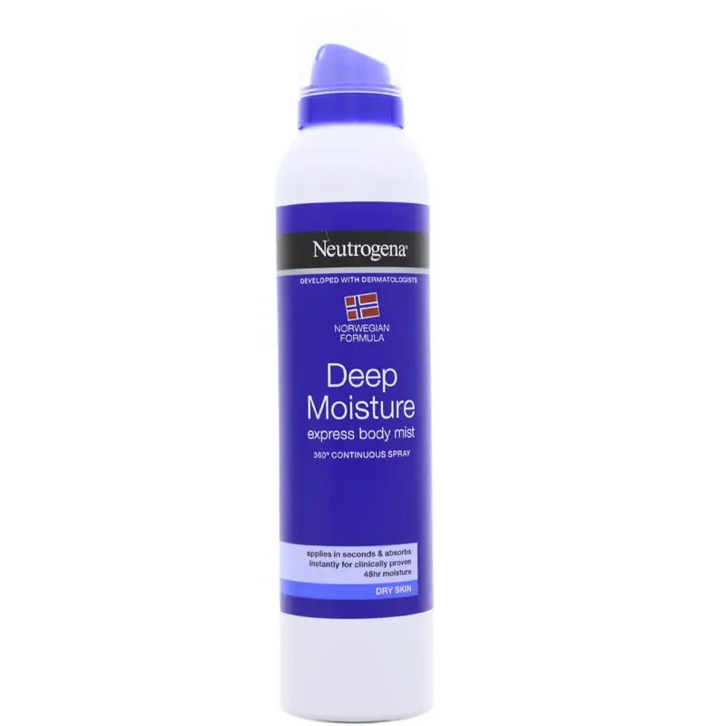 Neutrogena Fórmula Noruega Bruma Corporal Hidratación Profunda Express, 200ml. Hidratación en segundos para la piel seca con este innovador spray de rápida absorción, incluso sobre piel húmeda.