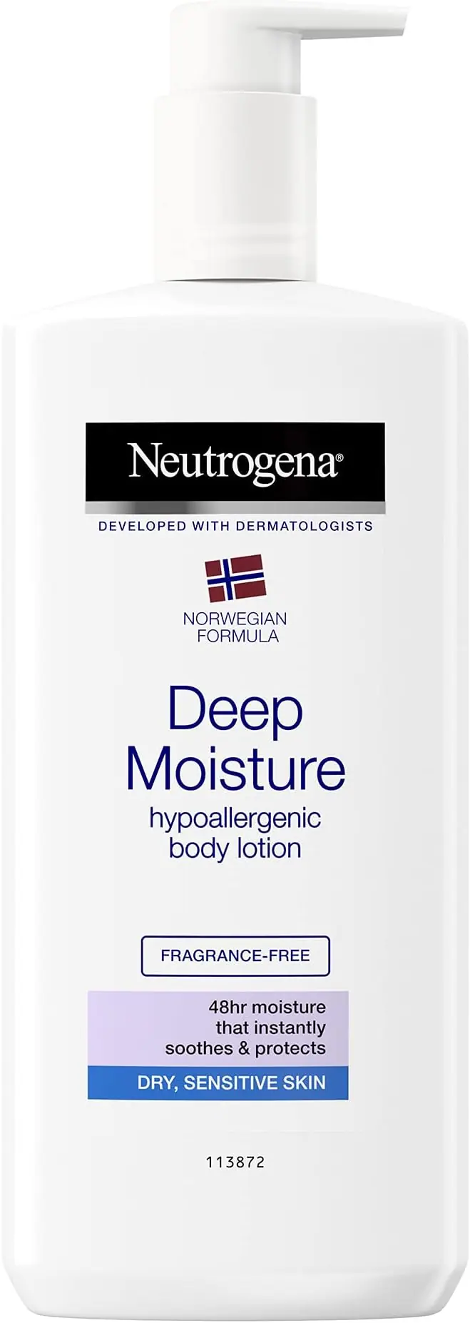 Neutrogena Fórmula Noruega Loción Corporal Hidratación Profunda para Piel Seca y Sensible, Sin Perfume, 400ml. El cuidado diario de alta tolerancia que hidrata y calma las pieles más reactivas.