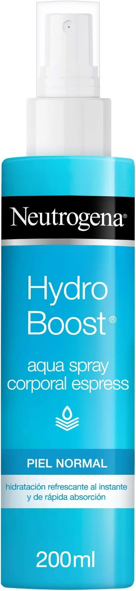 Neutrogena Hydro Boost Aqua Spray Corporal Express, 200ml. Hidratación facial avanzada ahora para tu cuerpo, con ácido hialurónico para una piel elástica y radiante al instante.