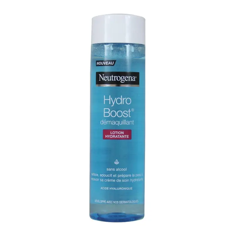 Neutrogena Hydro Boost Loción Limpiadora Hidratante en formato de 200 ml. Gel de agua desmaquillante con Ácido Hialurónico para una limpieza facial profunda.