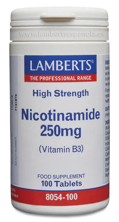 Niacina como Nicotinamida o Vitamina B3 250 mg, 100 caps - LAMBERTS