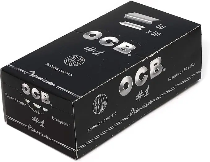 OCB Premium Papel de Fumar, Tamaño Regular #1. Papel de liar corto, ultrafino y de combustión lenta, fabricado con lino y goma arábiga natural para un sabor puro.