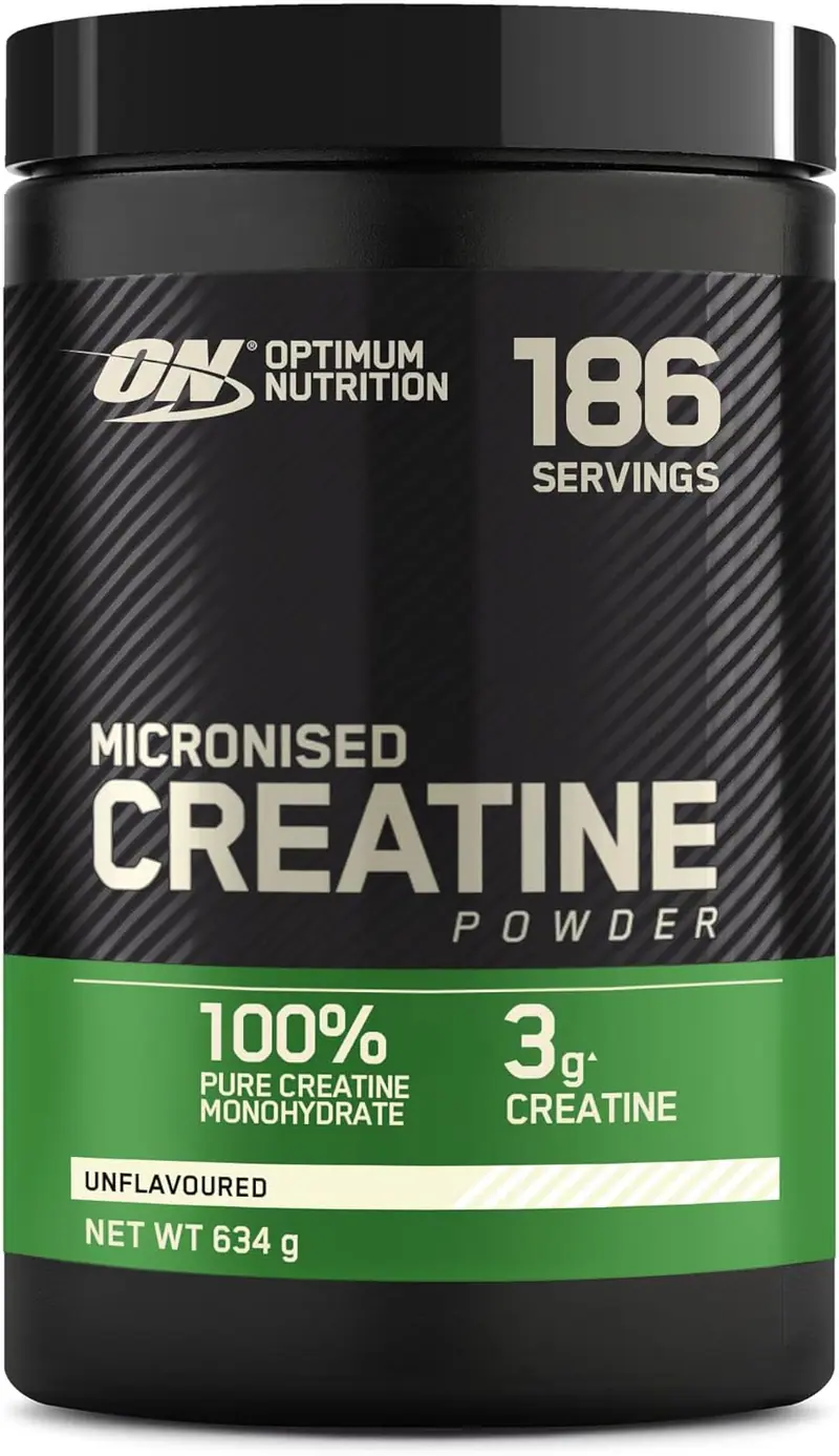 Optimum Nutrition Creatina Micronizada en Polvo, Sin Sabor, 634 g, 186 Servicios