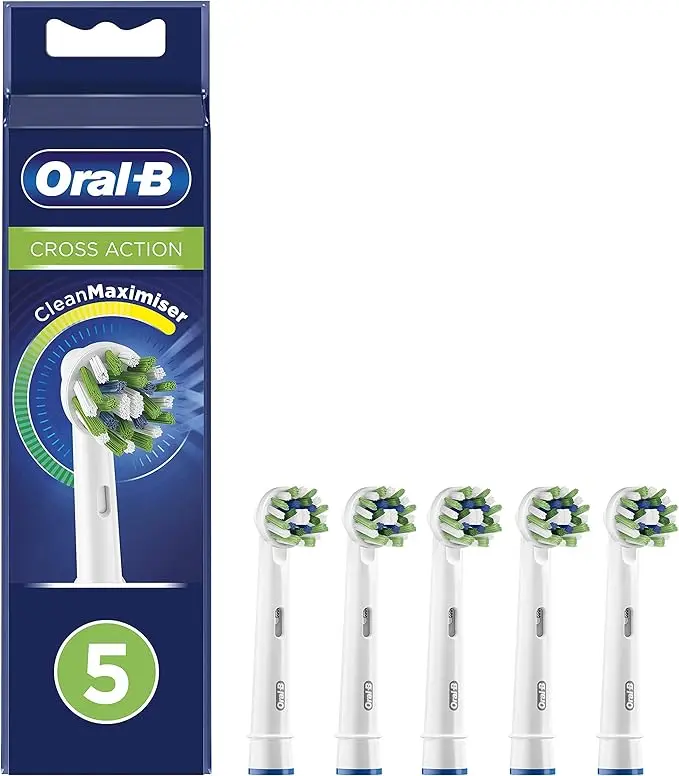 Oral-B CrossAction Pack de 5 Recambios para Cepillo Eléctrico. Con tecnología CleanMaximiser y filamentos angulados para una limpieza interdental profunda y encías más sanas.