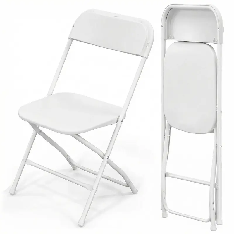 Pack 2 Sillas Plegables Resistentes Interior y Exterior – Soporta 160 kg – Ligeras, Compactas y Fáciles de Guardar – Premium Moments (Blancas)
