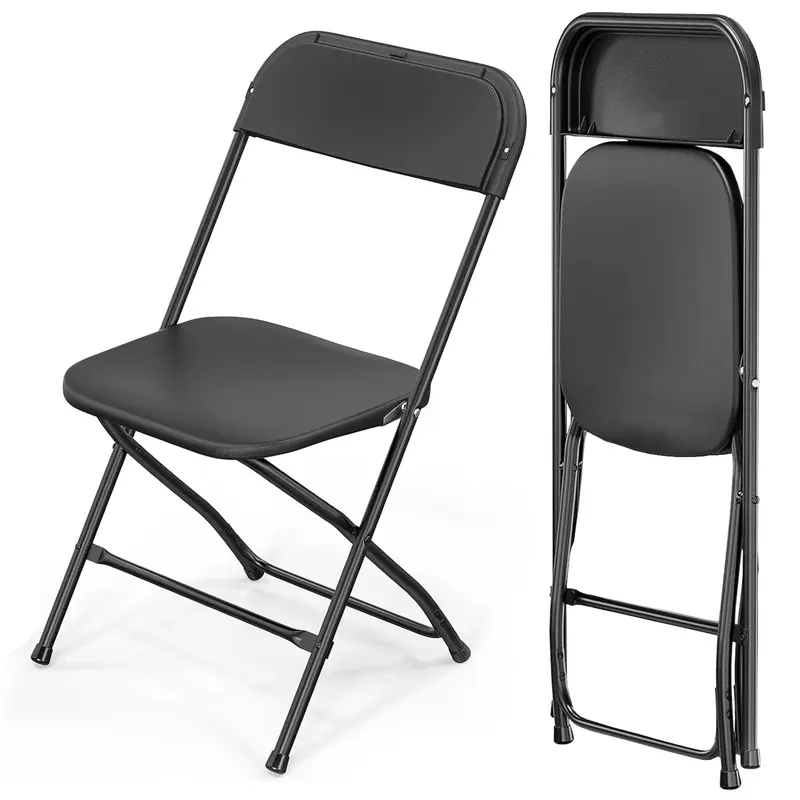 Pack 2 Sillas Plegables Resistentes Interior y Exterior – Soporta 160 kg – Ligeras, Compactas y Fáciles de Guardar – Premium Moments (Negras)