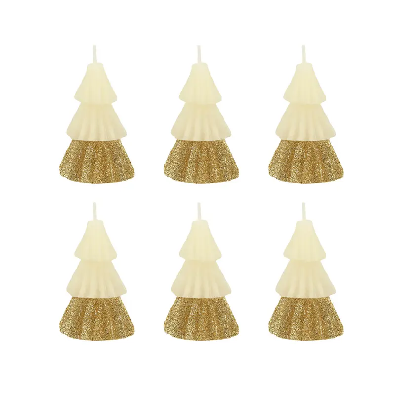 Pack 6 mini velas de árbol de navidad