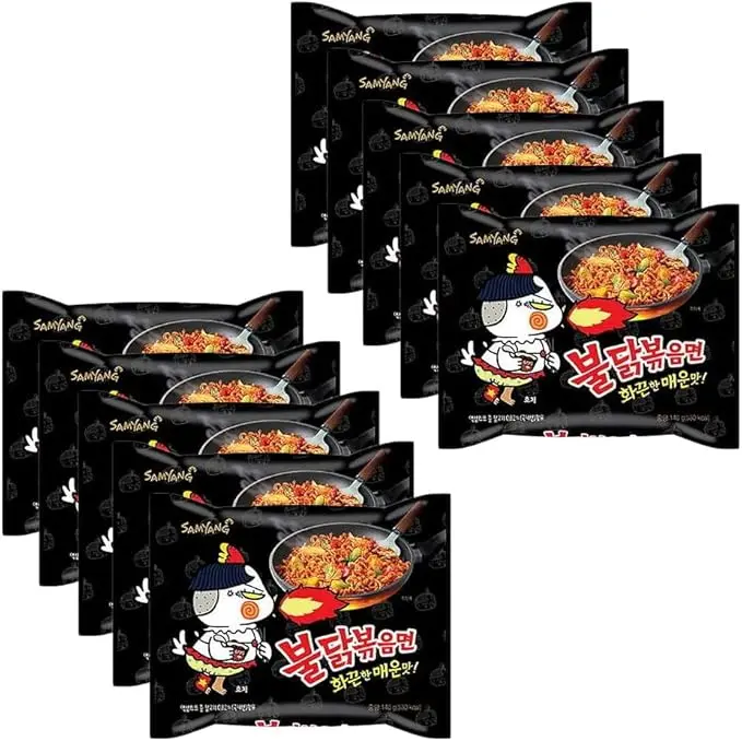 Pack Ahorro 10 Samyang Buldak Ramen 2X SPICY. Fideos Coreanos Sabor Pollo Extra Picante. El Reto Definitivo #FireNoodleChallenge para los Paladares Más Valientes.